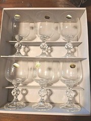 Vintage Claudia Bohemia Crystal Wine Glasses Fine Lead Crystal Set Of 6 NEW