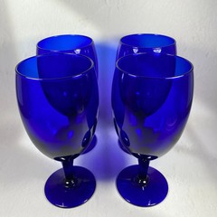 VTG. ITALIAN Premiere Cobalt Wine/Water Goblets, Set of Four (4) 16 oz
