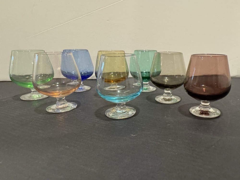 Eight Mini Cordial Glasses Brandy Sniffers