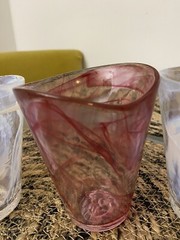 Kosta Boda UHV Ulrica Hydman Vallien Pink and White Swirl Tumblers, Set of 4l