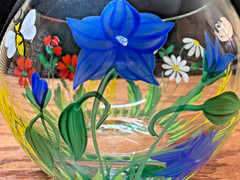 Royal Danube Hand Painted Floral Butterfly Crystal Glass Bowl/Vase Romania GREAT