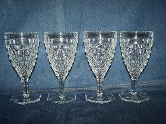 Fostoria American Sets of (4) 6 15/16″ Stemmed Goblet Hexagon Foot