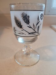 Eight (8) Libbey Frosted Wheat & Flower Glass Water Goblets Stemmed 8oz Vintage