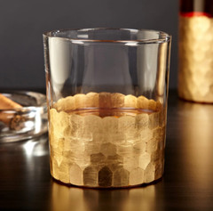 Pair of whiskey cocktail rocks glasses art deco gold detail pair NEW