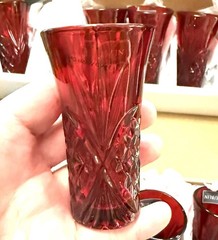 SET Of 12 CRYSTAL RED GODINGER DUBLIN VODKA SHOOTERS (SHOT) GLASSES