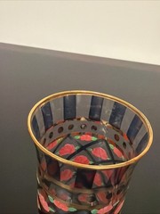 MACKENZIE CHILDS CIRCUS ARBOR ROSE GLASSES HAND BLOWN HAND PAINTED GLASS TWO