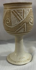 Vintage Mid Century Modern Studio Art Pottery Modernist Wine Goblet Signed