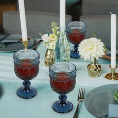 Sunflower Embossed Set of 6 Glass Goblets Vintage Wine Glasses for Wedding Party