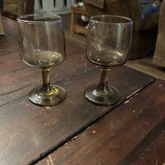Tawny Accent Brown Smoked Wine Glasses Lot Of 2 Holds 6 – 5.5” Tall