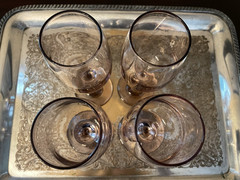 Vintage Libbey Glass PREMIERE PINK 8 Ounce 7″ Water Wine Glasses – Set Of 4