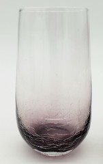 SET of 2 Pier 1 Purple Amethyst Crackle Glass 19 oz Flat Tumblers – One Cracked