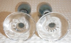 Bohemian Cordial Flute Glasses PAIR Twisted Stem Blue w/ Gold accents Timon?