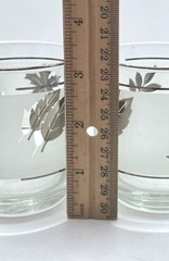 Vintage Libbey Frosted Silver Foliage Leaf Glasses Old Fashion Set of 4