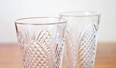 Pair of vintage crystal glasses identified as the «Petal» – soviet vintage 1970s