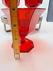pair of 5 ruby red dessert goblets Octagon shape