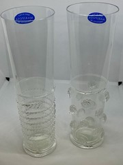 Rare Mariposa Applique Swirl Dots Original Sticker Italy Set Of 2 Tumblers 7”
