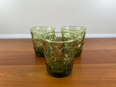 3 Anchor Hocking MILANO GREEN 7 oz Flat 3 ⅜” Tumblers: MINT