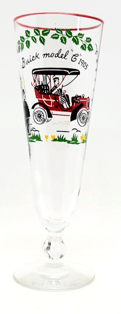 Libbey Glass Company Horseless Carriage 1905 Buick Model C Pilsner Glass