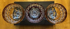 3 Vintage Anna Hütte Bleikristall Wine Glasses Jewel Tone Cut Crystal