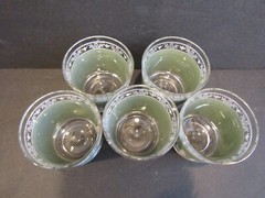Jeannette HELLENIC GREEN Set of 5 DOF Glasses 3.25″ DOUBLE OLD FASHION Holds 7oz