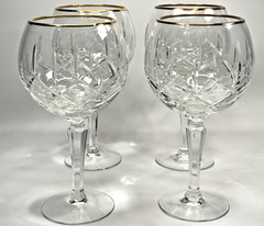 Royal Crystal Rock Aurea Gold Rim Water Goblets Set of 4 Discontinued