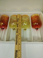 Vintage Italy Luminare Glass Gold Etched Rim Wine Glasses Stemware Set Of 4 MCM