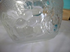 Glass Bowl w/fruit molded outside Stamped Italy 3 1/2″ height, 8 1/4″ diameter