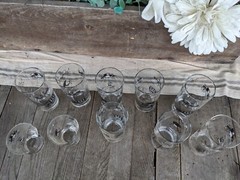 Vintage Libbey Black/Gold Stagecoach Highball Tumblers (8) & Whiskey Glasses (2)