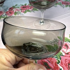 Set Of 4 Vintage SASAKI Coronation Smoke Gray Swirl Champagne Glasses 5” EXC