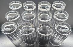 12 Dansk Oval Facette HIghball Set Vintage Clear Paneled Tumbler Bar Finland Lot
