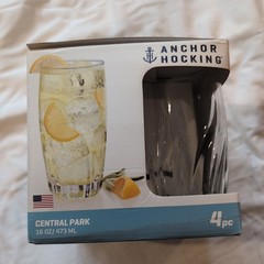 16 Ounce Central Park Drinking Glasses (4-piece, clear, dishwasher safe)