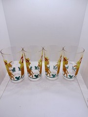 Taylor Smith Taylor Glasses Tumblers Southwestern Set Of 4 MCM 1950’s
