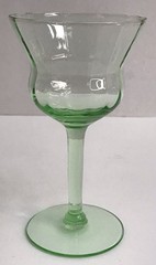 Set of 6 Uranium Green Cocktail Champagne Wine Glasses 5″ Depression Era UV Glow