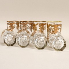 Set of (8) Crystal Tumblers Gilded Etching 6-Ounce Unmarked Victorian
