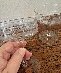 Vintage Delicate Stemmed Coupe Champagne Pedestal Glasses – Set of 3