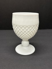 Retro Milk Glass English Hobnail Goblets 5 1/8 inches Set of 4