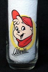 Vintage Pair of Collectors Glass Tumblers Featuring The Chipmunks Alvin & Simon