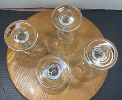 Set of 4 Z Stem 6.5″ Libbey Martini Glasses Crooked Zig Zag Clear Glass Barware