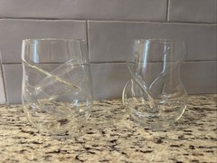 Set/2 Dragon Wave Tumblers Handcrafted Glass Finger Indentations Dragonglass