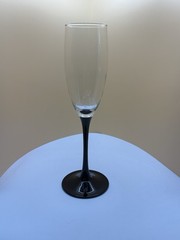 Luminarc France «Domino Signature Black Stem» Champagne Flute Glass, No Chips