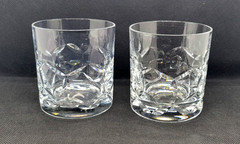 Pair of 2 Vintage Atlantis «FARO» Cut Crystal Old Fashioned Glasses, 3 1/2″