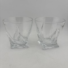 Set of 2 Mikasa Crystal Double Old Fashioned Tumbler Glasses «Motion» Pattern