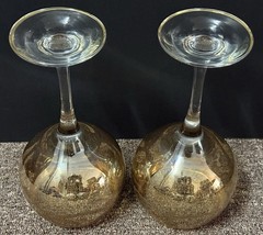 Pair Of Floral Decorative Glass Crystal Wine Champagne Glasses Goblets Cups