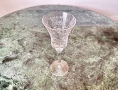 Vintage Etched Floral Scroll Paneled Stemware 6″ Cordial Glass