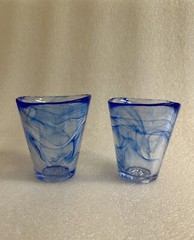 KOSTA BODA MINE BLUE TUMBLERS Ulrica Hydman Vallien Set of 2