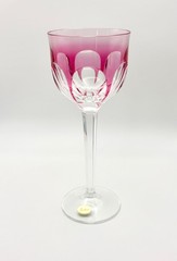 Moser Lady Hamilton Crystal Wine Hock Glass Signed Cut to Clear Pink