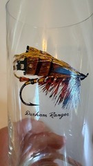 Vintage Fly Fishing Highball Glasses Set Of 8 With Multicolor Fly Designs