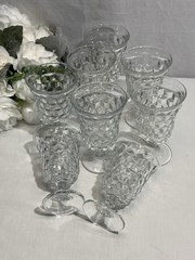 Set/8 Clear Fostoria Whitehall American Cubist Footed 5.5” Tall Low Water Goblet