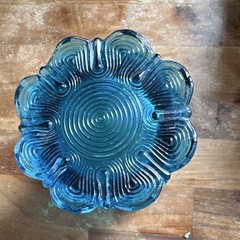 Extremely rare Old Baccarat 1840 Islamic Artrock Glass Blue Arabesque Texture
