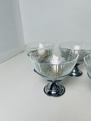 Set Of 5 1940’s Macbeth Evans American Sweet Heart Parfait Glasses Metal & Glass
